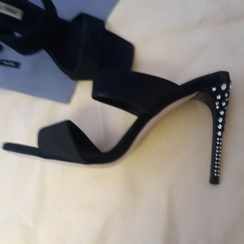 $249 Mui Mui Prada Black Strappy Jewel Crystal Heels 36
